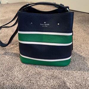 Kate Spade Blue and Green Crossbody Bag with Nautical Stripes